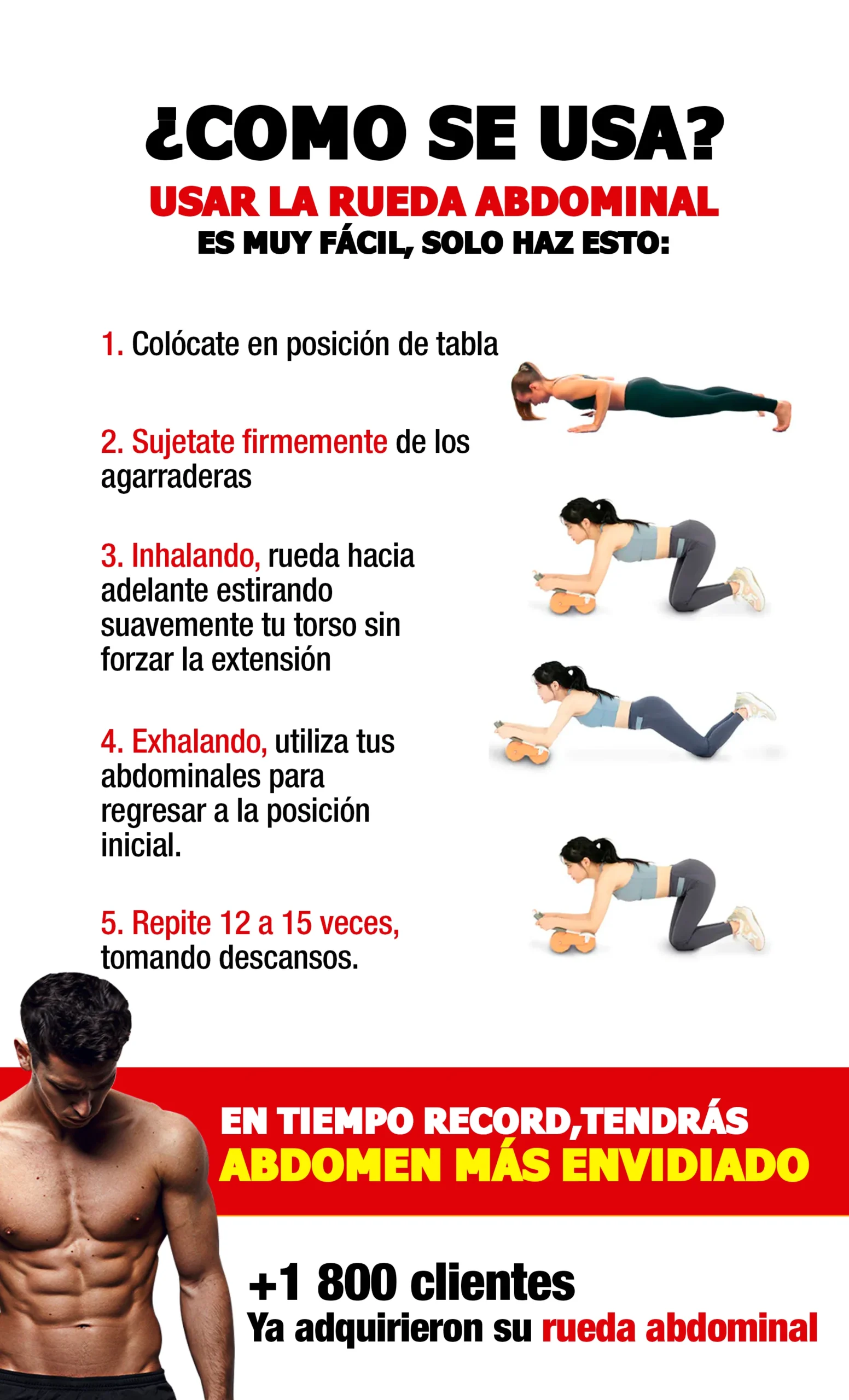 Instrucciones del rodillo abdominal