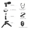 Kit de grabación tripode 5 Kit de Grabación Trípode Micrófono Control Luz Led para fotos