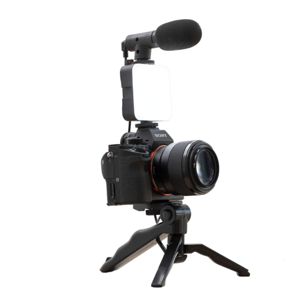 Kit de grabación tripode1 Kit de Grabación Trípode Micrófono Control Luz Led para fotos
