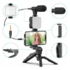 Kit de grabación tripode8 Kit de Grabación Trípode Micrófono Control Luz Led para fotos