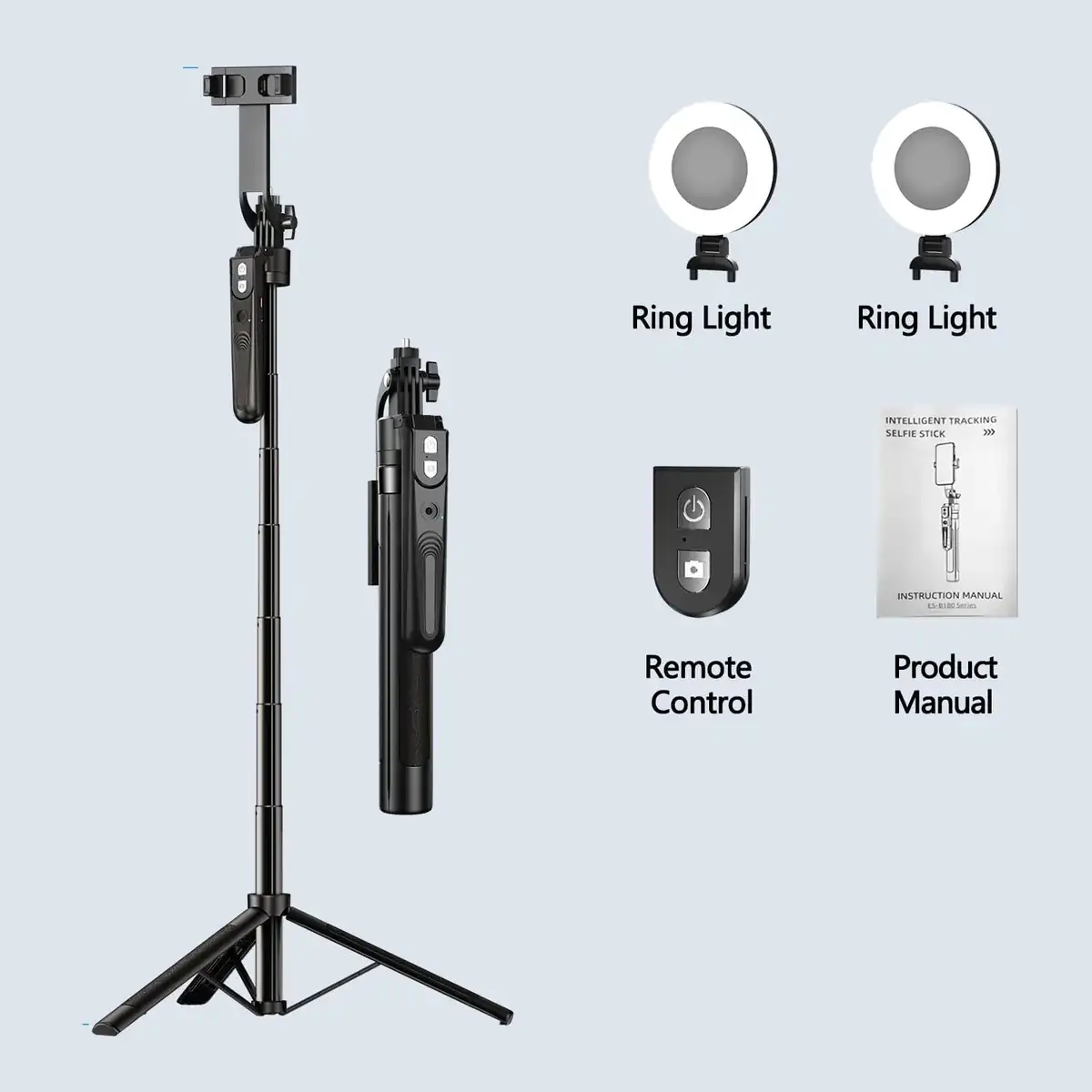 Soporte selfie con luces LED y control remoto