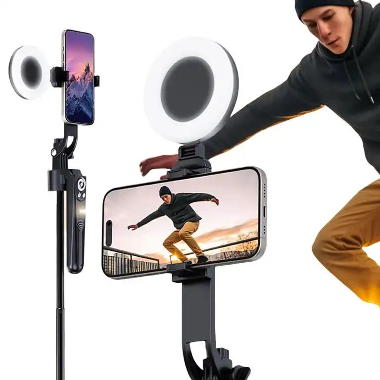 Soporte selfie con luces LED y control remoto