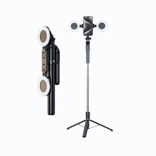 Palo Selfie Tripode Bluetooth control remoto inalámbrico 360 rotación con doble luz LED2 Soporte de Selfie Multifuncional con control remoto