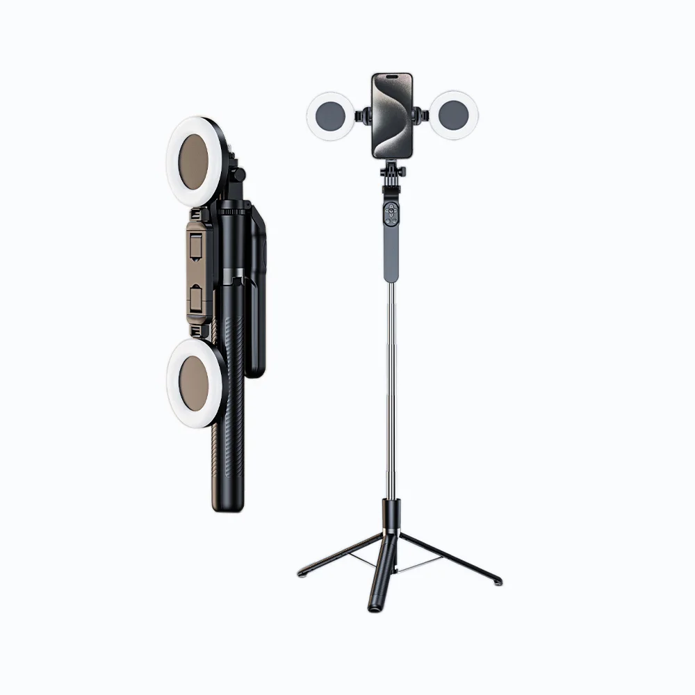 Soporte selfie con luces LED y control remoto